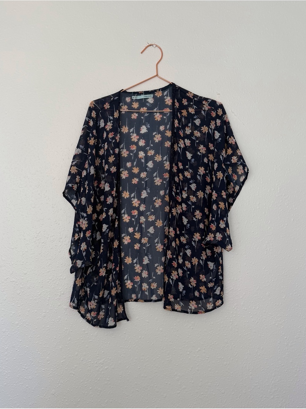 Maurices Floral Sheer Kimono - Black, Pink, Cream